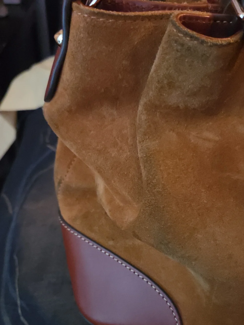 Dooney & Bourke Tan Suede Tote with Brown Leather Trim - Picture 7 of 8